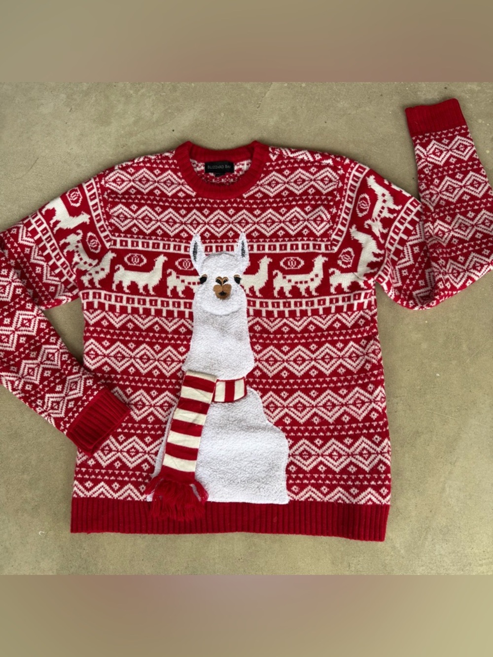 Blizzard Bay Ugly Christmas Llama Sweater Large
